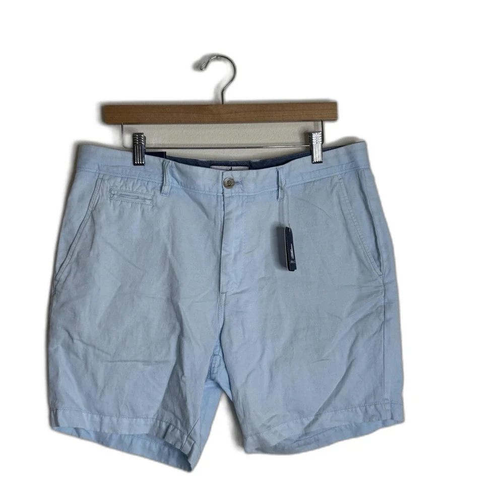 johnnie-O Shorts Mens 34 Light Blue Haze Cotton Linen Blend‎ Chino NWT Casual
